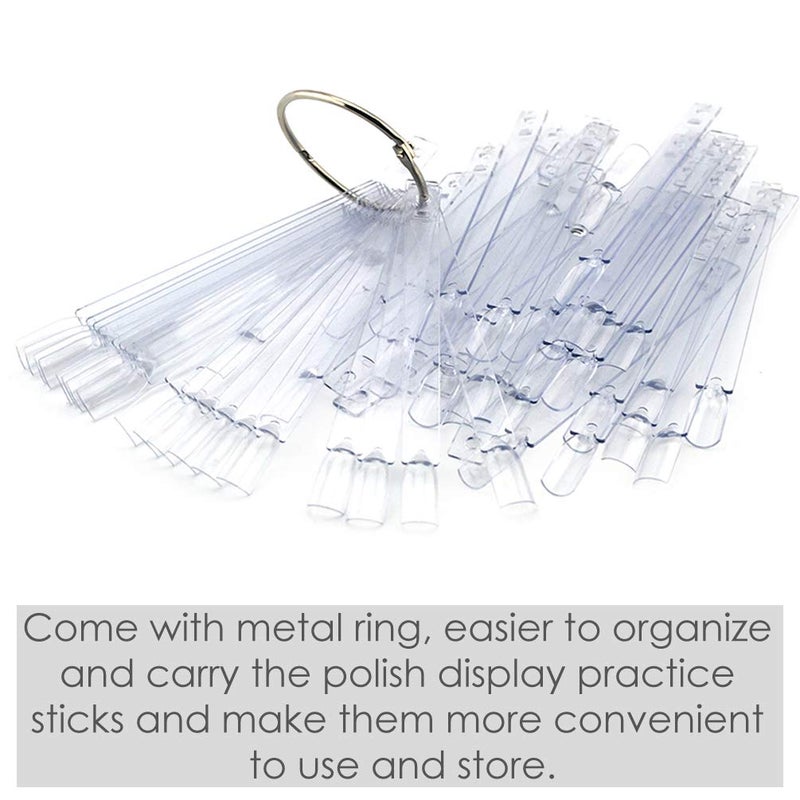 KINGMAS 150 Pcs Nail Swatches Sticks with Ring, Clear Nail Art Color Display False Nail Tips Polish Practice Sticks (1~150 Number Posted) - Image 4